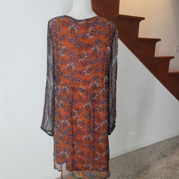 Sundance Dress Size S Oversized  Artist Devine Multiprint Tie Neck - Picture 8 of 8